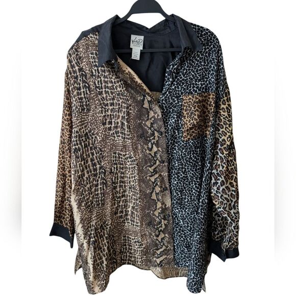 Kathryn Deene Silk Animal Print Button Down Plus Size 26/28 - Picture 1 of 9